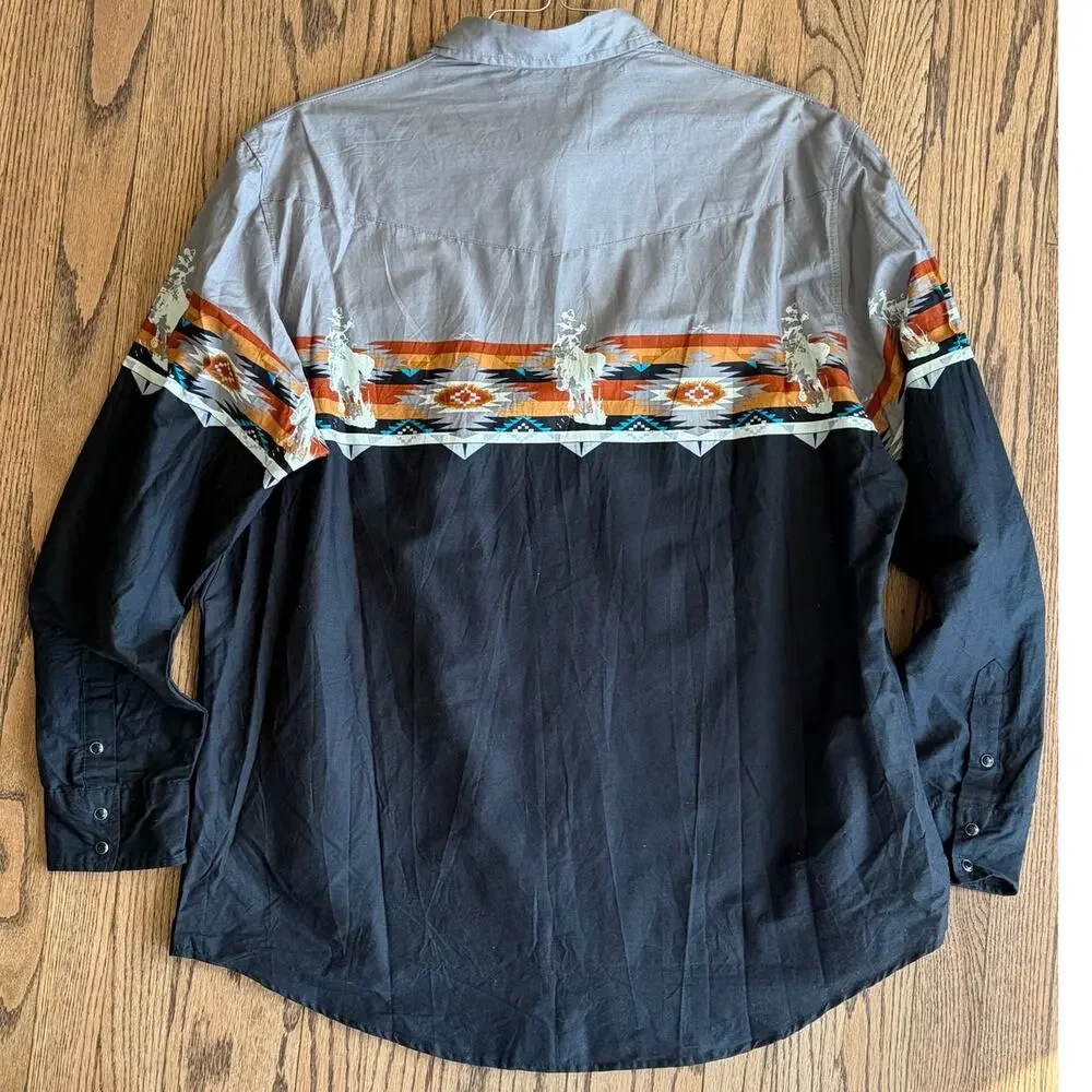 Roper Vintage Wear Snap Up Front  Rodeo Design Made in the USA Sz XXL - Picture 4 of 14